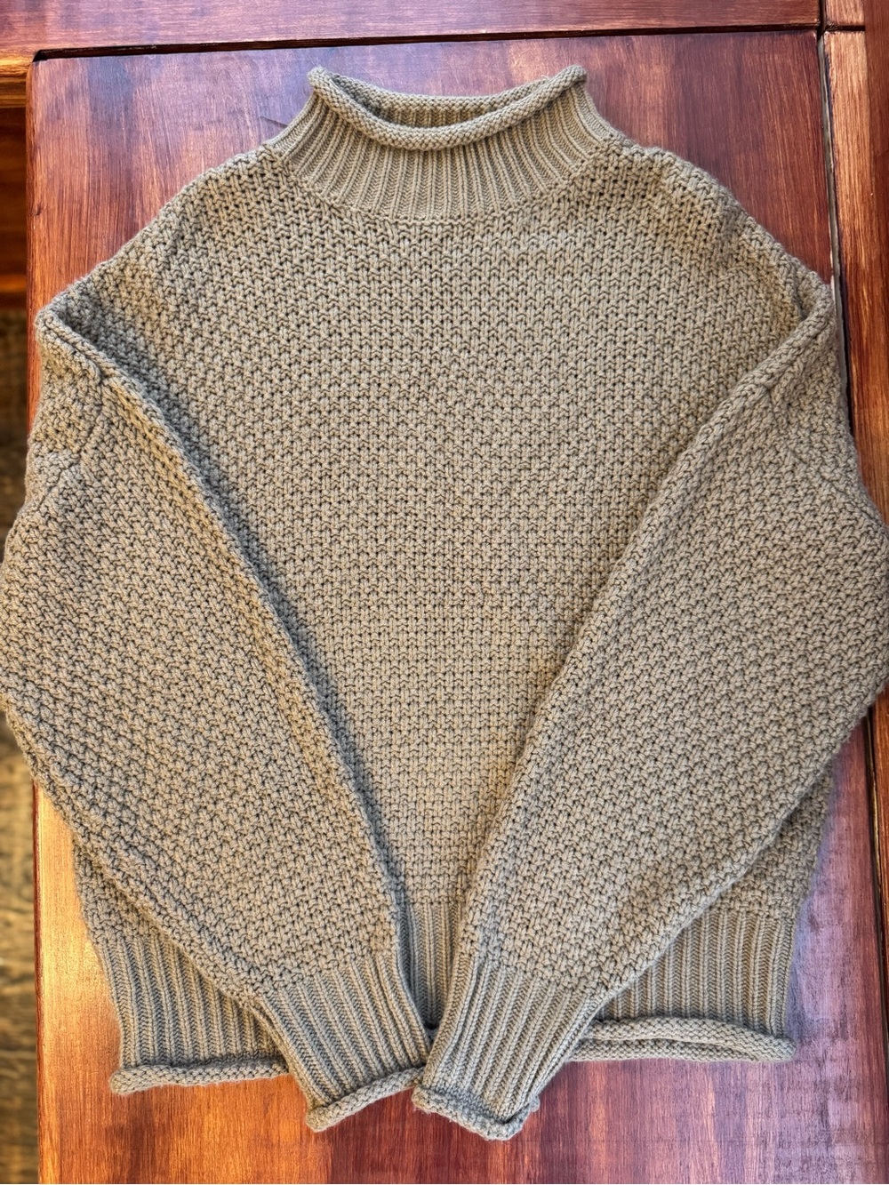 Zesica Roll Neck Sweater Brown S Cozy Cold Weather Heritage Old Money Minimalist